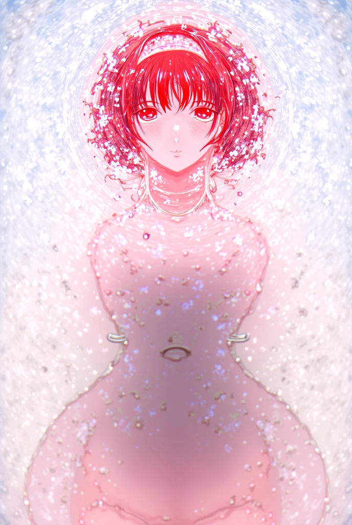 (((color palette is red and black))), dark gothic, red, crimson colors, black room, red lips,(( red eyes, bright red hair with gradient)), 1girl, holding a vase of metallic material with colorful texture, the vase is holding mystical and magical flowers that glow in an elusive red aura, (masterpiece:1.2, best quality), the girl is holographic clothing,(((holographic cape))), tight fantasy armor with silver metal detailing with swirls and floral pattern, big mystical eyes that shine like jewels, big crystals all over the house, she is inside a mage's lair full of mysterious artifacts that shine with power, (intricate details, depth of field, intense focus), digital illustration, beautiful, holographic, holo details, holographic shiny suit, powerful aura, mystic, mythical, dramatic scene, movie