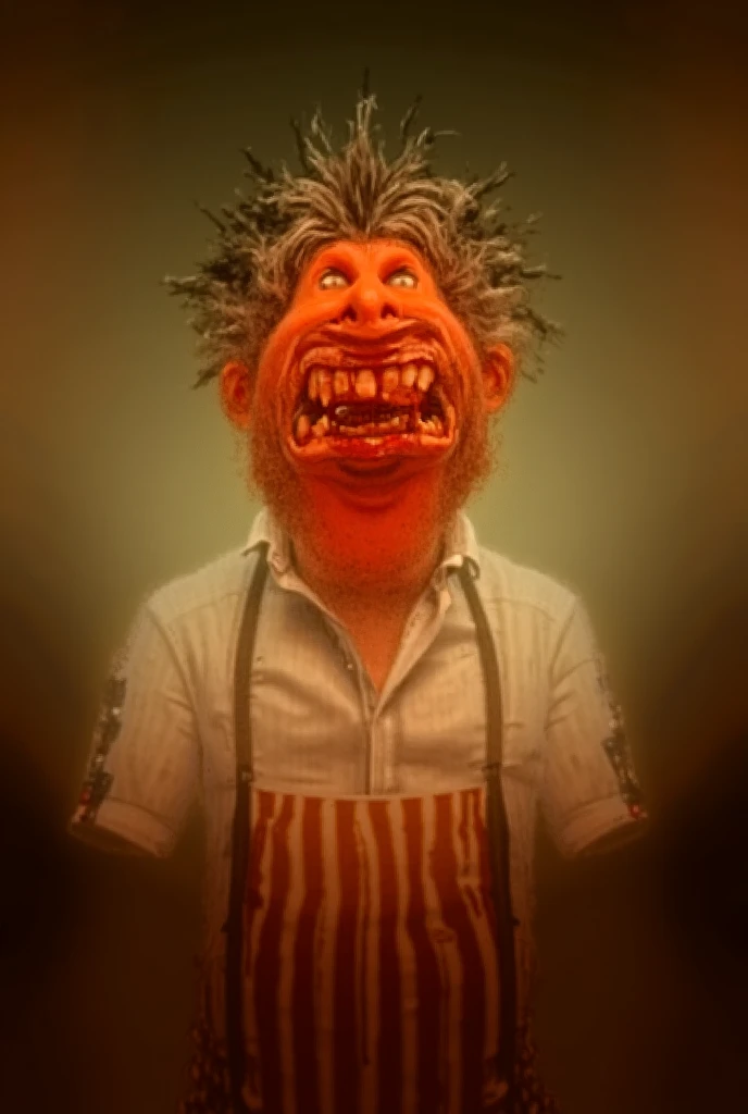 Create an animated image of a funny looking male barber