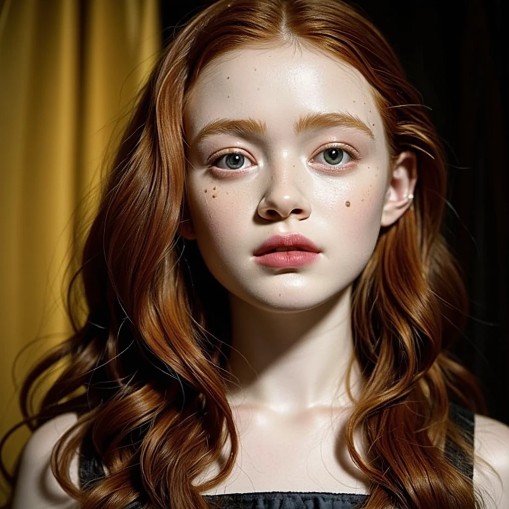 SadieSink,<lora:SadieSinkSDXL:1>,masterpiece,beautiful,extremely detailed,(ultra high res),(8k UHD best quality), (realistic, photo-realistic:1.37), depth_of,field, blurry_background, photo_inset,Dramatic lighting,reference_inset,photo_background,brown_eyes,photorealistic,looking_at_viewer,1girl,shiny skin,detailed skin,(((sweater)))