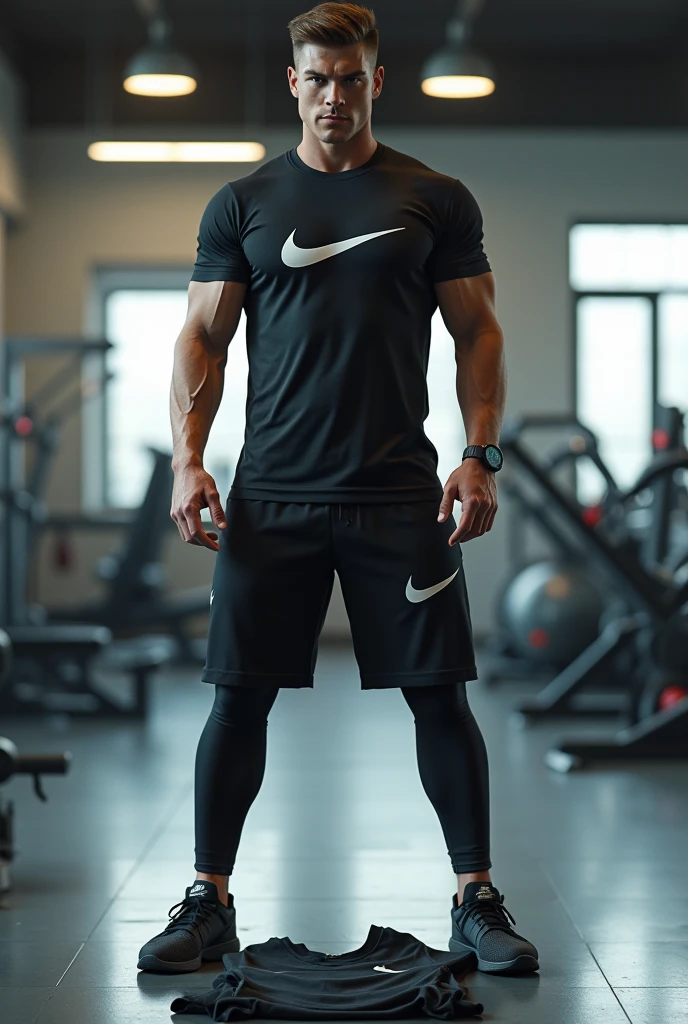 squatting, male focus, wearing a long-sleeve compression shirt and sweatpants and Nike sneakers, Contrapposto, photo of sc_nxn  <lora:sc_nxn-07:0.85>, industrial warehouse with high ceilings and large windows, kettlebells and gym equipment in the background, soft diffused lighting, focused and determined expression