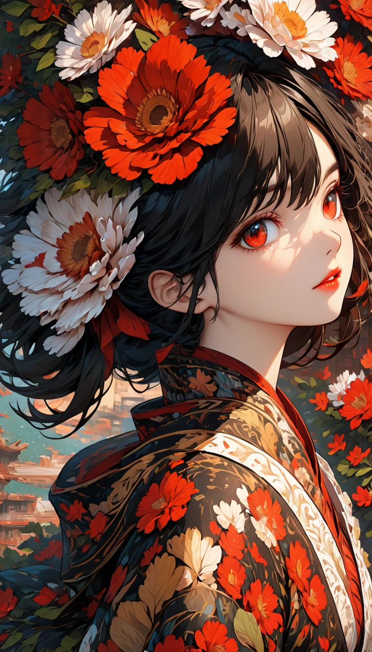 {{masterpiece, best quality, extremely detailed 2D art, unified 8k wallpaper}}, a girl, potrait, black hair, crimson eyes, detailed face, detailed eyes, detailed lips