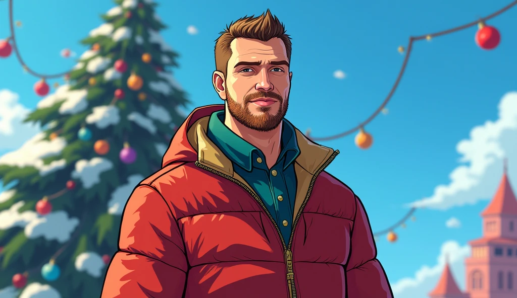 ((best quality)), ((masterpiece)), (detailed), a young hairy man, large cardigan, big dick, big dick, ((perfect dick)), big balls, lots of cum everywhere, winter, he is standing on balcony, drinking coffee,