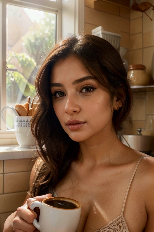 there is a woman that is standing in a kitchen with a plate, portrait sophie mudd, portrait of a beautiful model, 50mm portrait, cinematic headshot portrait, 7 0 mm portrait, soft portrait shot 8 k, 60mm portrait, beautiful female model, gorgeous attractive face, 50 mm lens photo portrait, gorgeous young model, cute young woman, photoshoot portrait