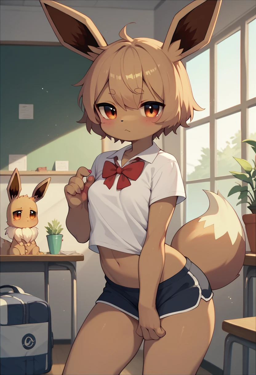 Did you expect anything? , Unfortunately it was gym shorts , upskirt , White blouse , middle skirt