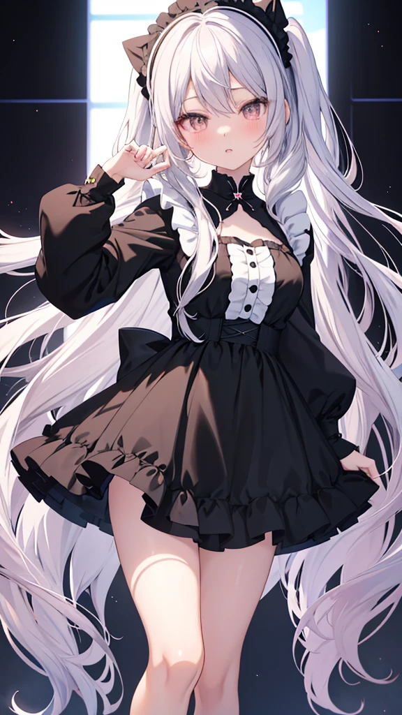 (QUALITY:0)
8k, 8k wallpaper, (an extremely delicate and beautiful:1.1), (beautiful detailed eyes:1.3), (best illustration:1.1), (best quality:1.3), (best shadow:1.1), (cinematic lighting:1.2), detailed eyes, (detailed_light:1.1), (dreamy:1.1), (extremely detailed CG unity 8k wallpaper:1.1), highres, (masterpiece:1.3), official_art, ray tracing, (stylized:1.3), trending on artstation, (ultra_detailed:1.2)
(STYLE & COMPOSITION:0)
1girl, (from_below, full_body:1.4), solo
(POSE & EXPRESSION:0)
blush, head_tilt, legs_apart, lips_apart, looking_at_viewer, standing, unamused
(CHARACTER:0)
argyle_pantyhose, black_pantyhose, bunnygirl, rabbit_hole, bare_shoulders, breasts_apart, topless, collarbone, miyako_blue_archive, high_heels, high-waist_skirt, lips, makeup, (messy_hair:1.2), plaid_skirt, shiny_hair, shrug_\(clothing\), (small_breasts:1.3), very_long_hair
(BACKGROUND:0)
(TEXTUAL INVERSION:0)