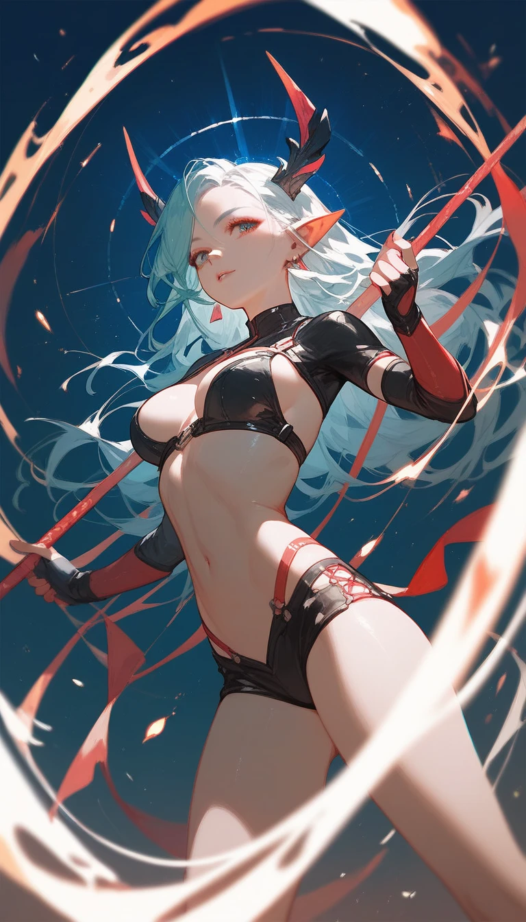 master-piece,hyper quality, hyper detailed,perfect drawing,1 Beautiful Girl、maikurobikini、Ferret ears、Ferret tail、Ferret palm、Ferret paws、Ferret Hand、sharp claws、Sharp fangs、Eyes aiming at prey、white  hair、Dark eyes、Choro-choro、Height 175cm、MeasurementsB90W55H85、Kneeling、pow pause
