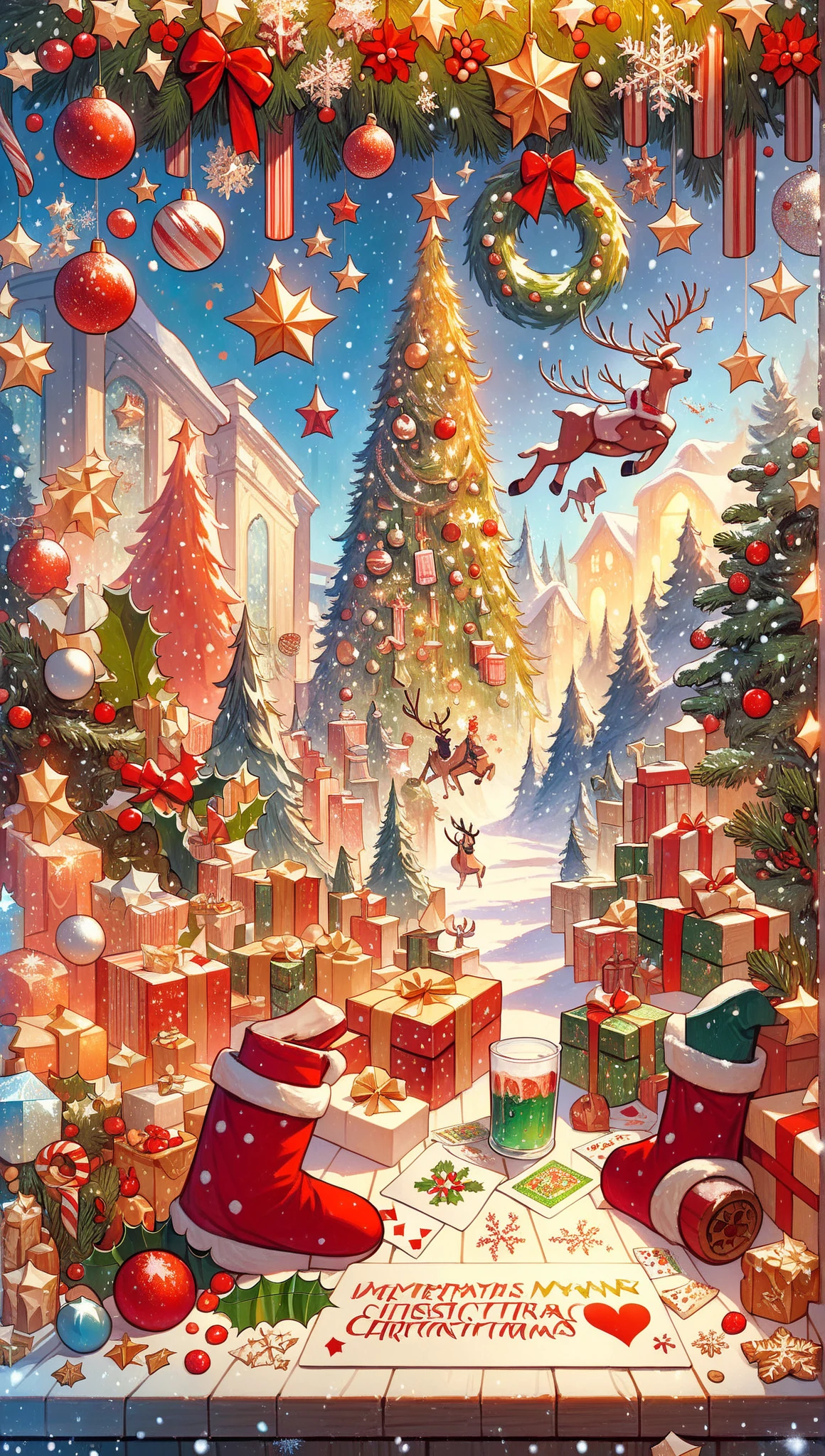 score_9, score_8_up, score_7_up, score_6_up, ChristmasPostcard drink, (Masterpiece:1.3) (best quality:1.2) (high quality:1.1)Christmas card, message Merry Christmas 2024, no people