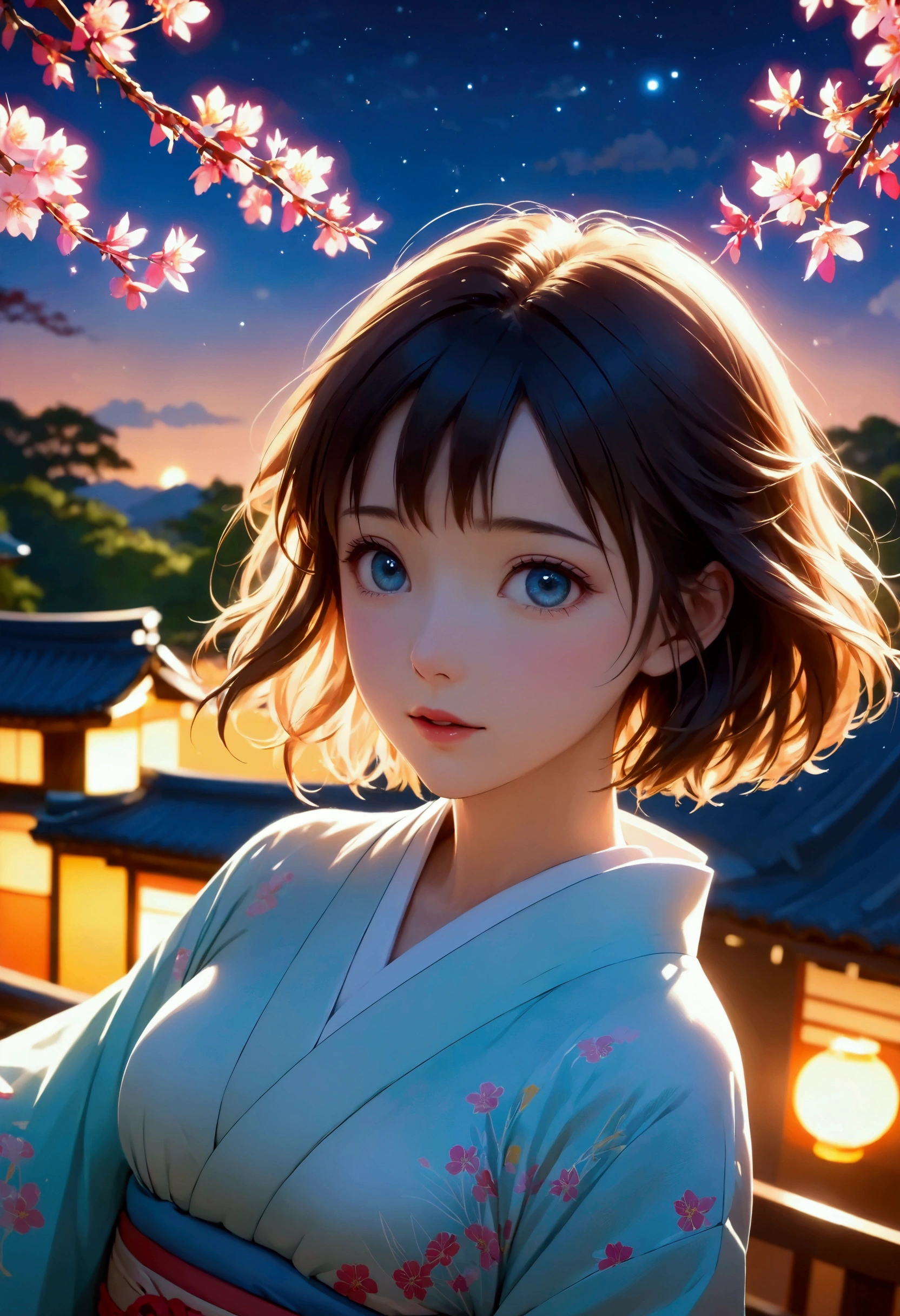 Anime girl in kimono outfit standing in front of a building - SeaArt AI