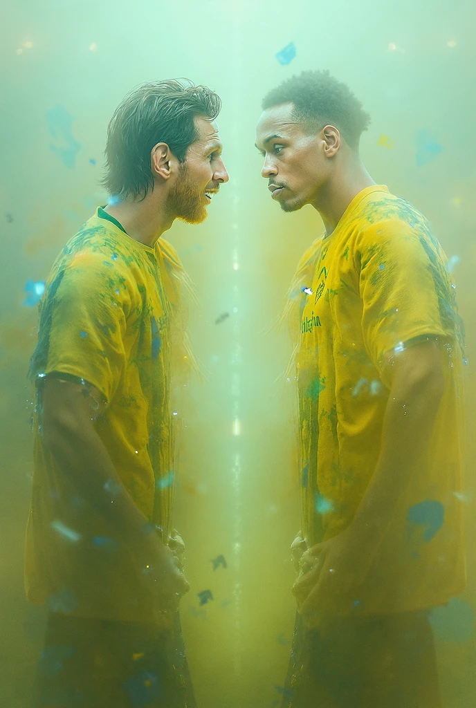 Neymar and Shannon Shaper in the middle of space with asteroids falling and dromedaries flying