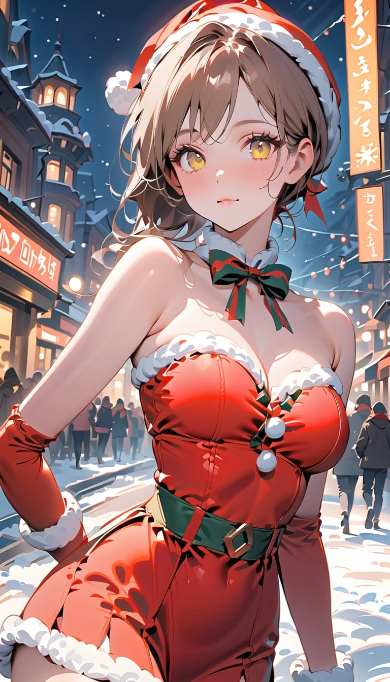 high-level image quality、Cute and beautiful、Smiling smile、My cheeks are red and I&#39;m shy、A beautiful woman standing in the dark、Beautiful breasts、erectile nipple、Show off your、Hide the sperm flowing out of your pussy with your hands、full bodyesbian、pantyshot、Christmas Lights
