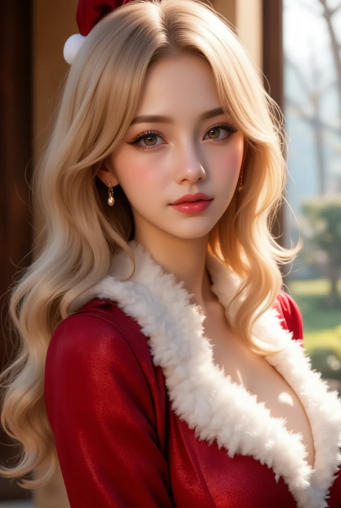  (ultra detailed, absolutely resolution, best quality:1.3), 2.5D, delicate and dynamic, shading effects, hyper realistic, artistic photography,, (full body view:1.7), close up of a long blond haired woman, (christmas Santa Claus costume:1.7), Inspired by Magali Villeneuve, fantasy art portrait  , fantasy portrait  art, detailed matte fantasy portrait , Alice x. open, fantasy portrait , epic fantasy art portrait  , beautiful fantasy art portrait  , Magali Villeneuve,  Graphic Artist Magali Villeneuve, Fantasy genre portrait ,  epic fantasy digital art style 