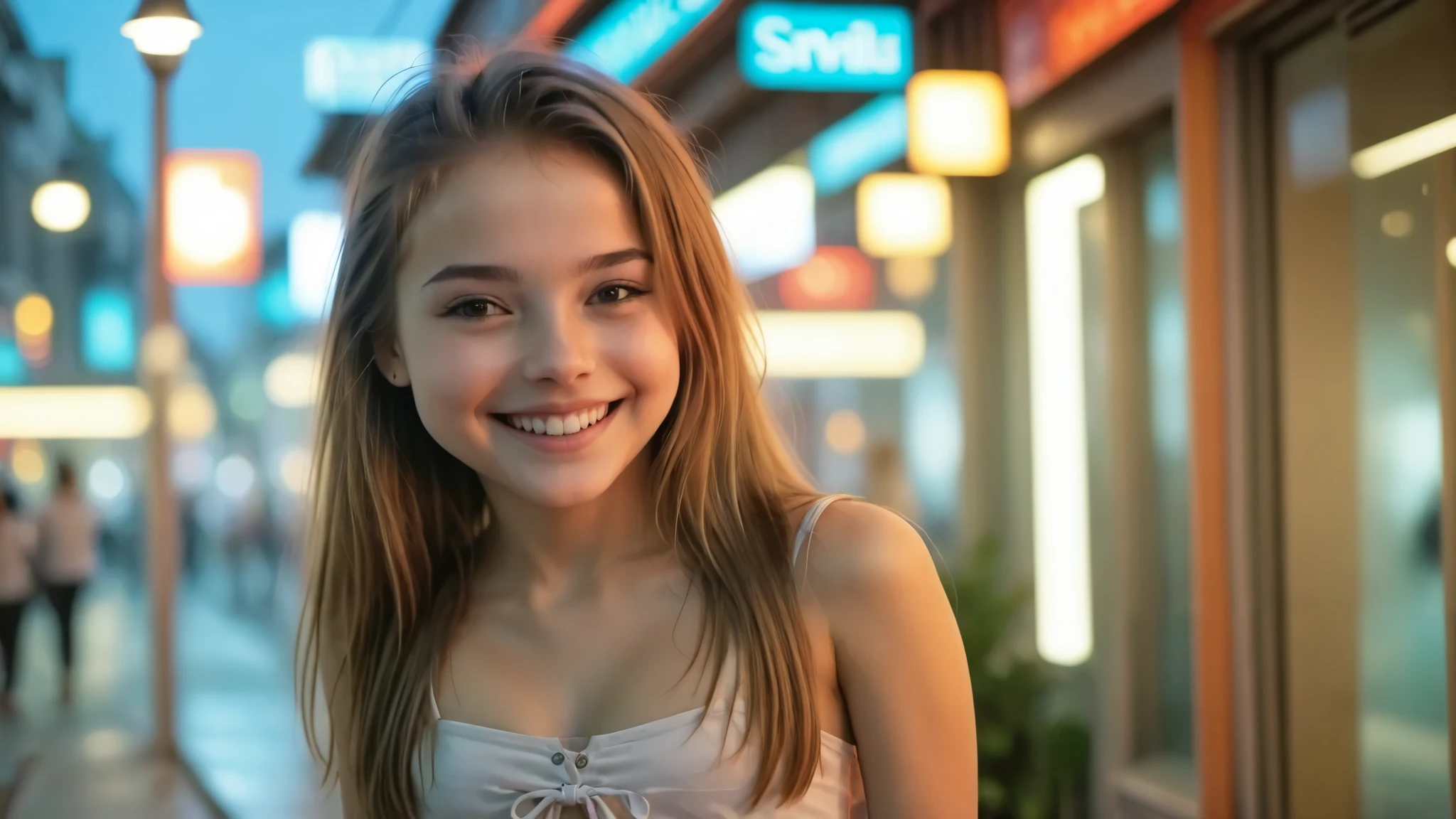 girl is smiling 