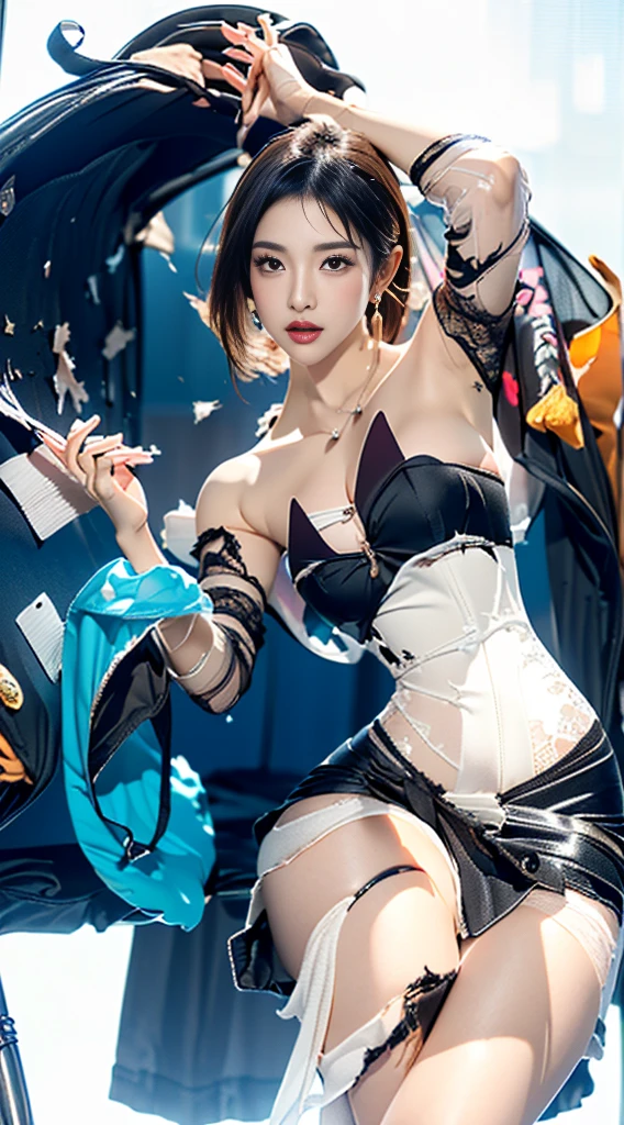 RAW， tmasterpiece， ultra fine photos， best qualtiy， 超高分辨率， realisticlying， rays of sunshine，A beauty，Yellow rune paper was pasted on his face，There are many yellow Taoist talisman papers pasted on the body，Shabby cheongsam，Female zombies，Hong Kong Lin Zhengying zombie movie character，Cyan skin，White skin of the， stunningly beautiful， dynamicposes， delicated face， Abandoned warehouse background， untidy， opulent， highdetailskin， Realistic details of skin，  tack sharp focus， volumettic light， 8k UHD， digital SLR camera， high high quality， filmgrain， photorealisti， lomography，Crouch in front of the offering platform of the Thousand Hands Kannon，M legs open，The vaginal sulcus is pronounced，Finger bandeau，Stick out her tongue，Leave a long saliva behind
