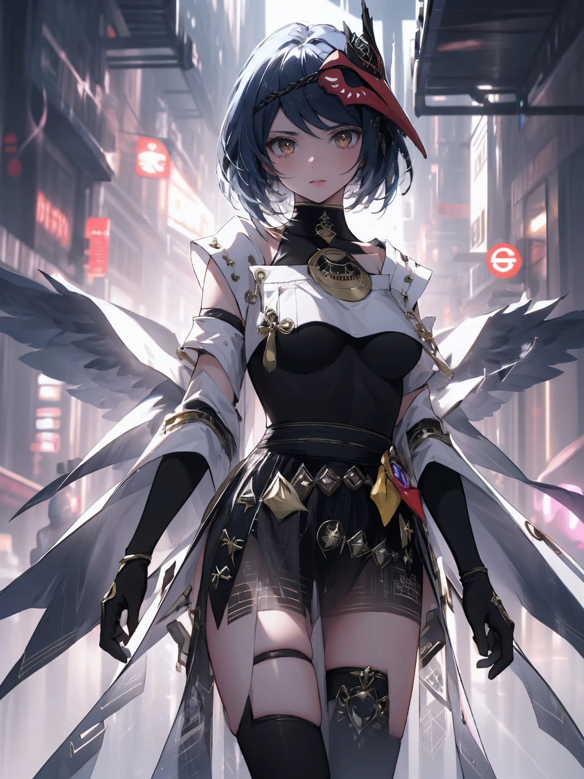 A girl wearing transparent clothes, Kujou Sara from Genshin Impact, stands in a cyberworld. She is the main focus of the painting. Her clothes are see-through, creating a sense of mystery and allure. Kujou Sara holds a glowing weapon in her hand, adding to the futuristic and cyber-themed atmosphere of the scene.

The background is predominantly white, emphasizing the contrast of Sara's figure. The white background also gives the painting a clean and minimalist aesthetic, making Sara and her glowing weapon stand out even more.

The quality of the image is of the highest standard, with a resolution of 4k or 8k, ensuring every detail and texture is captured. The painting aims to be realistic, with careful attention to anatomical accuracy and precise rendering of light and shadow.

The overall style of the painting is a masterpiece, combining elements of realism and fantasy. The transparent clothes and cyberworld setting add a touch of surrealism to the artwork.

The color palette should be vibrant and eye-catching, with a focus on blues and purples to enhance the cyberworld atmosphere and create a sense of futuristic energy. The lighting in the painting should be dynamic, with bright highlights and dramatic shadows to accentuate Sara's figure and create a sense of depth.

Ultimately, the aim of this prompt is to create a high-quality, realistic artwork featuring Kujou Sara in a cyberworld, wearing transparent clothes and holding a glowing weapon. The painting should be a masterpiece, showcasing attention to detail, vivid colors, and dynamic lighting.