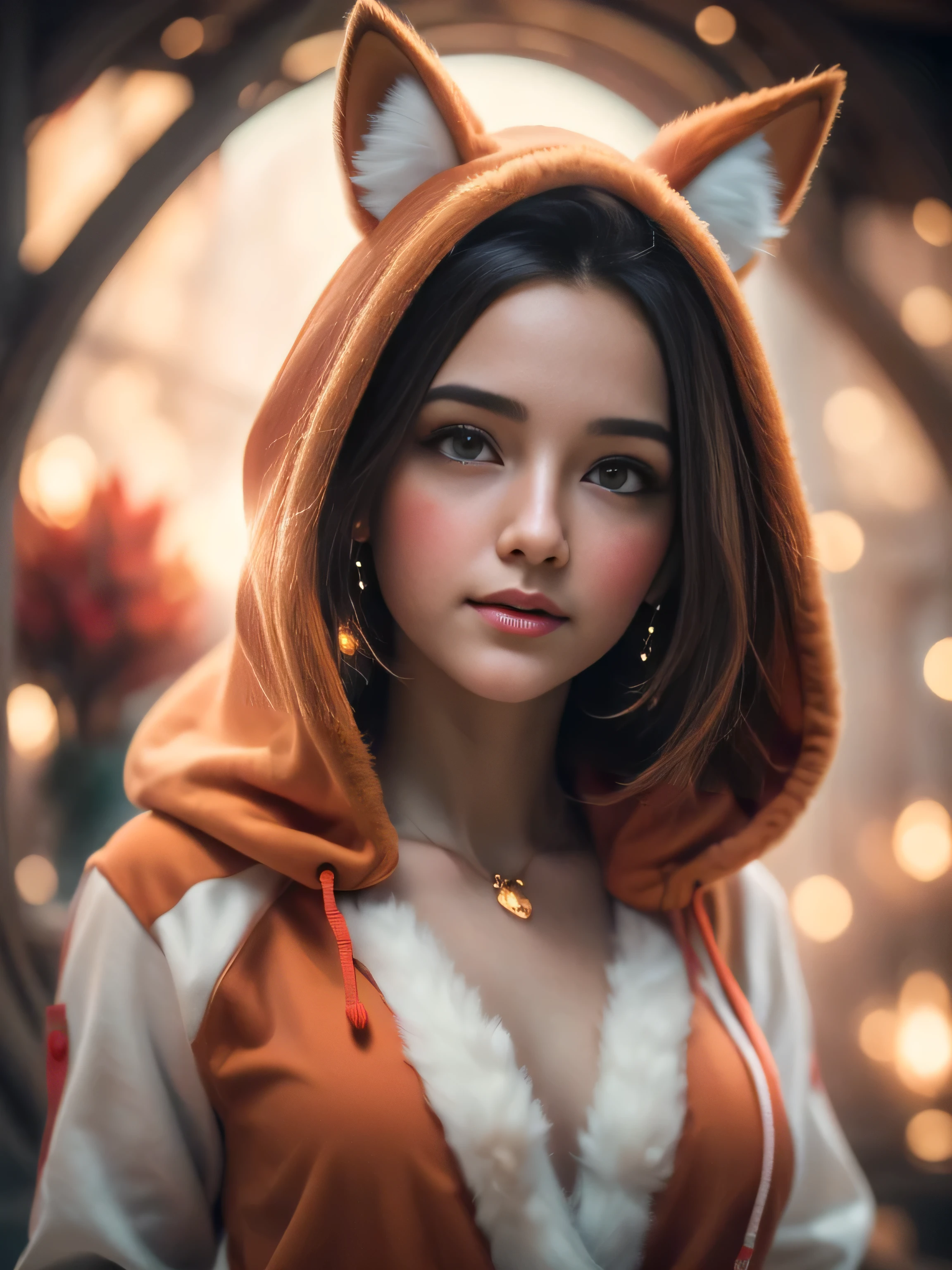 (Best Quality, Super Detail, Masterpiece, Representative Work, Official Art, Professional, Super Fine Detail, 8k:1.3), (Full Body) a doll with red hair and a fox ears, portrait of a goth foxgirl, dollpunk, artdoll, [ trending on cgsociety ]!!, beautiful young foxgirl, wlop loish and clamp style, cgsociety ), cgsociety - w 1 0 2 4 - n 8 - i, cgsociety 9, bjd, cgsociety, Cute girly face, red hair, ((brown)) eyes, 1 girl 25 years old, fox costume, hood, fox tail, furry, girl in furry costume, Vivid colors, Red hair, Innocent expression, Playful features, Christmas background, Natural Lighting, Soft background, Photorealistic, Sparkling eyes, Sharp focus, Glowing skin, Cute and mischievous look, Hint of mischief, Dreamy atmosphere, Delicate details, Soft ambient light, (Backlight:1.3), (Cinematic:1.2), Intricate details, (ArtStation:1.3)