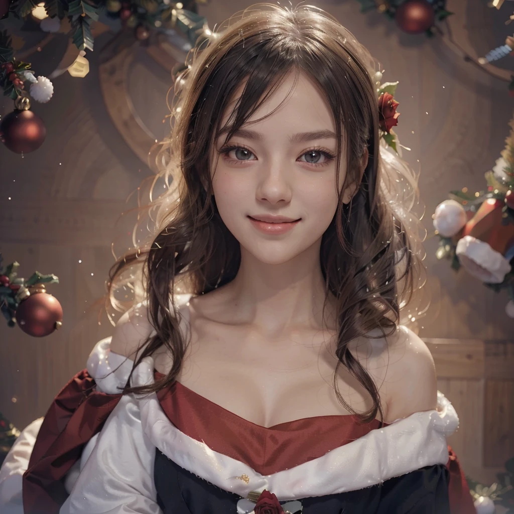    long black hair and red rose anime girl in Santa Claus costume , Gwaiz, Gwaiz on pixiv artstation,     Popular Detailed Digital Christmas Animation Art  ,    beautiful anime girl showing bare skin  , Gwaiz on artstation pixiv,    Anime Style 4k  , everyone, beautiful anime portrait,     Christmas Portrait Anime Girl Details     ,     BEAUTIFUL ANIME WOMEN    ,  Detailed Christmas anime art high resolution   ,    anatomically correct,   smile, 