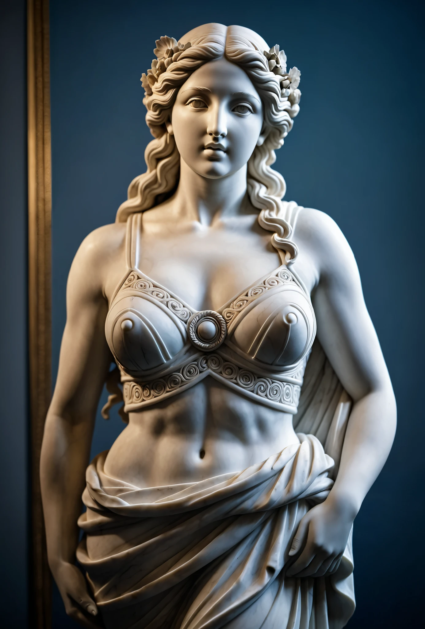 Marble sculpture of Athena, the greek goddess of wisdom naked.