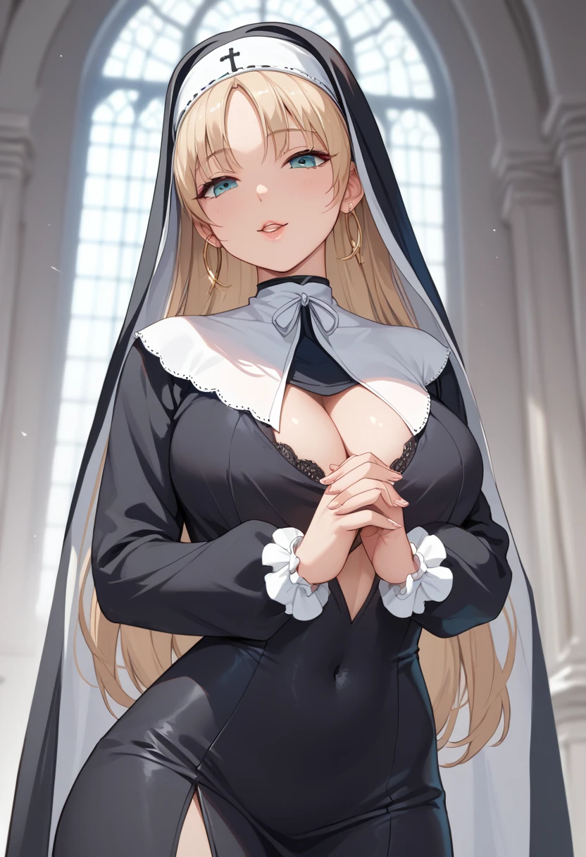 (  masterpiece,   best quality:1.2),  a girl, alone, PIEL BLANCA, open pose, nun&#39;s clothes