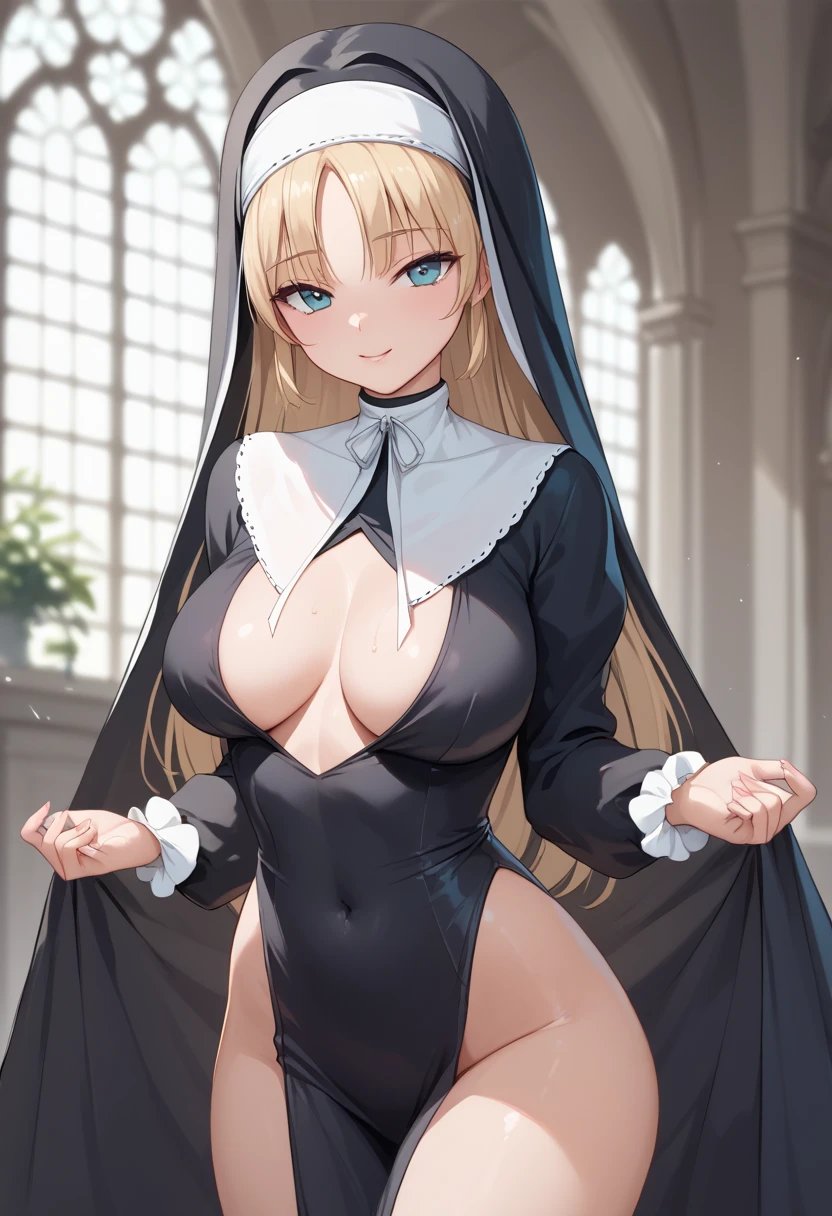 (  masterpiece,   best quality:1.2),  a girl, alone, PIEL BLANCA, open pose, nun&#39;s clothes