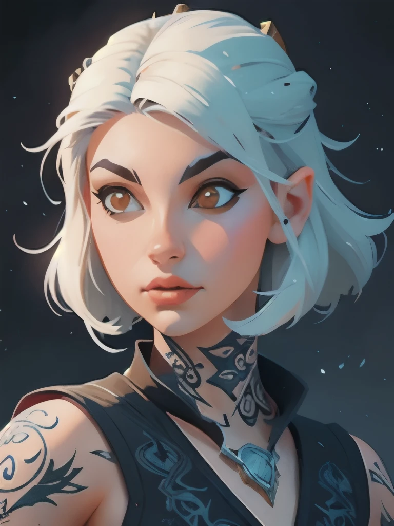 a woman with white hair and tattoos wearing a headdress, epic fantasy art style hd, fantasy art style, digital fantasy art ), 8k high quality detailed art, detailed fantasy digital art, 4k fantasy art, epic fantasy art style, trending digital fantasy art, fantasy style art, 4k highly detailed digital art, digital fantasy art, detailed fantasy art