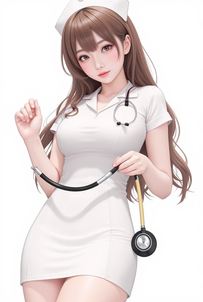 anime girl in a nurse uniform with a stethoscope, nurse girl, with a stethoscope, doctor, (doctor), stethoscope!, medical doctor, nurse, high quality fanart, [ 4 k digital art ]!!, marin kitagawa fanart, official fanart, wearing lab coat and a blouse, detailed fanart, with a lab coat, korean girl she have big breasts long legs, perfect body and hands