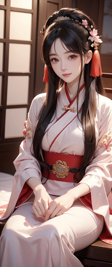 nezukokamado, nezuko kamado, bamboo, (bit gag:1.5), black hair, (forehead:1.5), gag, gagged, hair ribbon, long hair, multicolored hair, (pink eyes:1.5), orange hair, slit pupils, wavy hair, two-tone hair,
BREAK asa no ha (pattern), checkered sash, haori, japanese clothes, kimono, long sleeves, obi, pink kimono, sash, wariza, wide sleeves,
BREAK looking at viewer,
BREAK indoors,
BREAK (masterpiece:1.2), best quality, high resolution, unity 8k wallpaper, (illustration:0.8), (beautiful detailed eyes:1.6), extremely detailed face, perfect lighting, extremely detailed CG, (perfect hands, perfect anatomy),