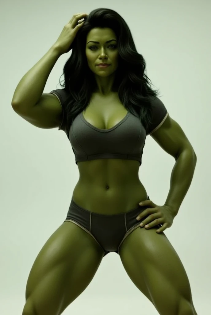Muscular woman with green skin