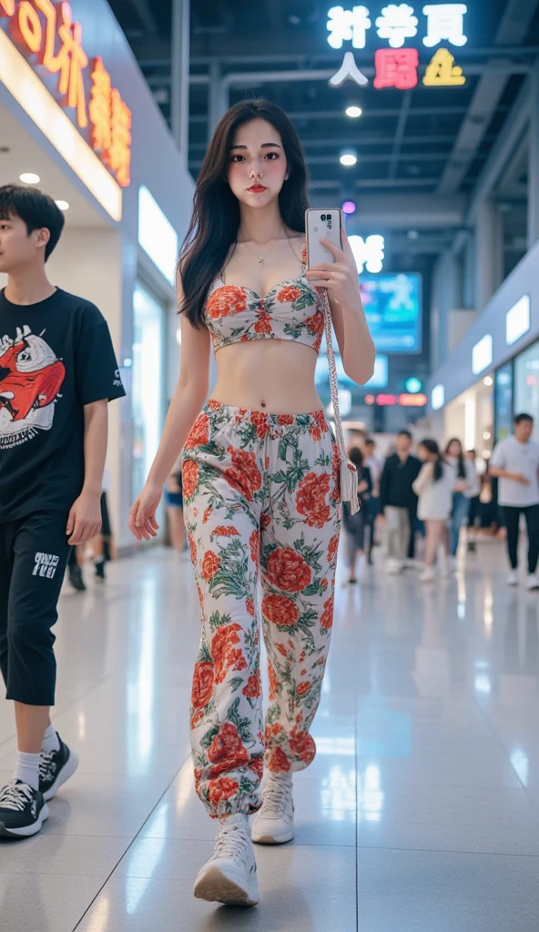 Top image quality、hight resolution、Beautiful One Woman in Perfect Style、affectionate smile、Flared pants、Gaucho Pants、Wide pants、big breasts thin waist、slim legs、A clear day、the wind、Rear view
