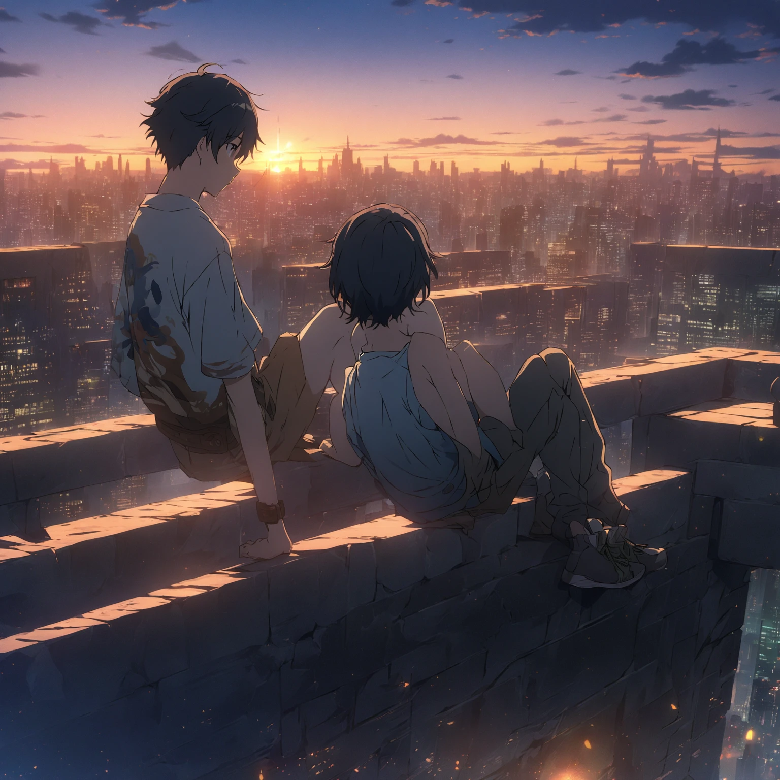 Anime anime boy sitting on table, documents flying in the air, Makoto Shinkai Cyril Rolando, Makoto Shinkai style, Makoto Shinkai! , amazing wallpaper, Shinkai Makoto style, Shinkai Makoto style, anime movie background, (((Shinkai Makoto)), anime art wallpaper 8 K, Shinkai Makoto art style