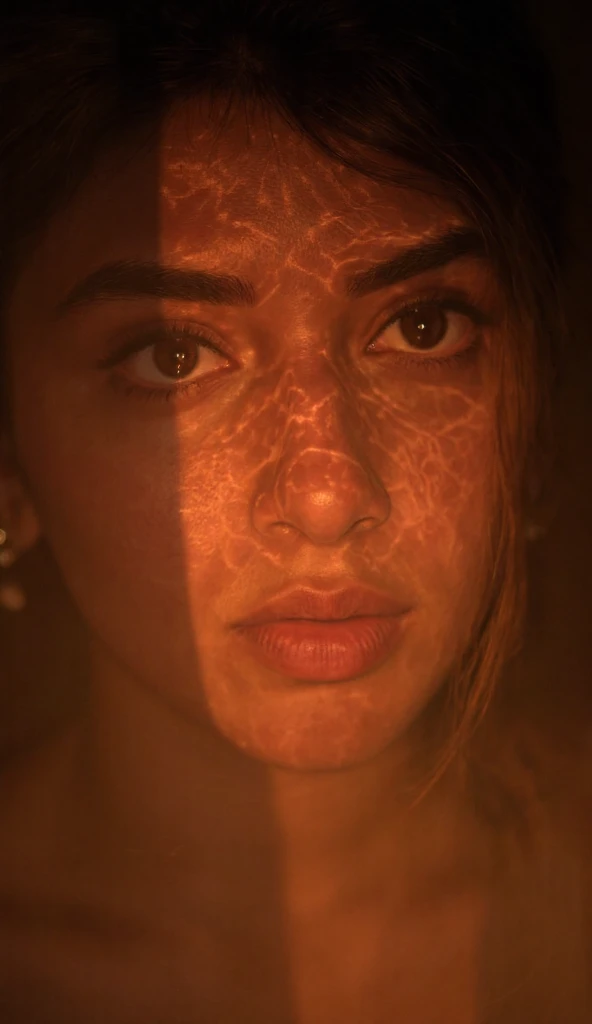 (night) with a lot of reflection of fire on the surface of the waters, epiCRealism, rain of fire, very stunning indonesian balinese girl, sunburnt ebony skin, long light straight hair, wavy at the height of the back, gray eyes, fluffy turned, ((big cheeks)), (close-up upper body:1.3), over shoulder, plump lips, detailed (wrinkles, blemishes!, folds!, moles, viens, pores!!, skin imperfections:1.4), detailed eyes, detailed face, detailed upper body, Better eyes, Better face, Better skin, bathing in the natural, wet hair, naked in a deep lake of flames and transparent lava, only with the head and neck out of the lava, gueixa eyes, 18 years old, tangled hair, messy hair, ebony lips, 8k uhd, forest in flames, river of flames, contrast, clear sky, style, (warm hue, warm tone), analog style (look at viewer:1.2) (skin texture), close up, cinematic light, sidelighting, Fujiflim XT3, DSLR, 50mm, topless woman, puffies, dark mysterious forest in flames, thick fog, menacing eyes, long hair, blunt bangs, hair bun, twintails, double bun, sidelocks, clothed bathing, girl floating above the water, MagmaTech forest in flames in background, lava around water, concept art