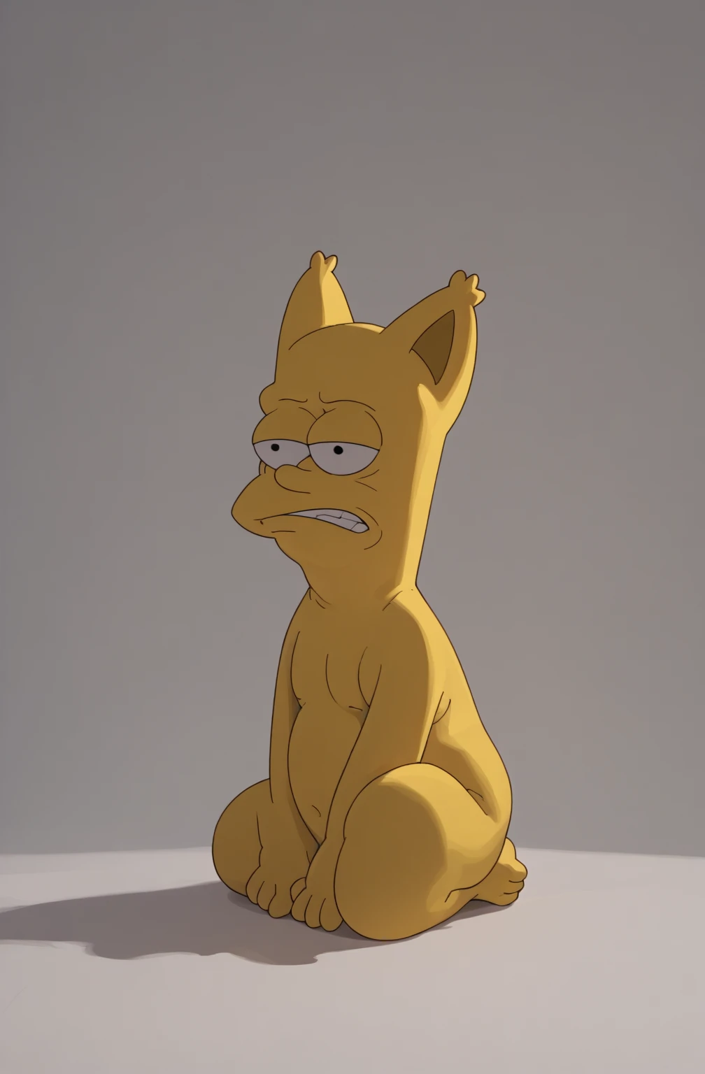 ((masterpiece, best quality)),(complex light), full body,1girl, solo, lisa simpson, nude body,closed mouth, black bead eyes, squatting, pussy , nipples, flat torso 