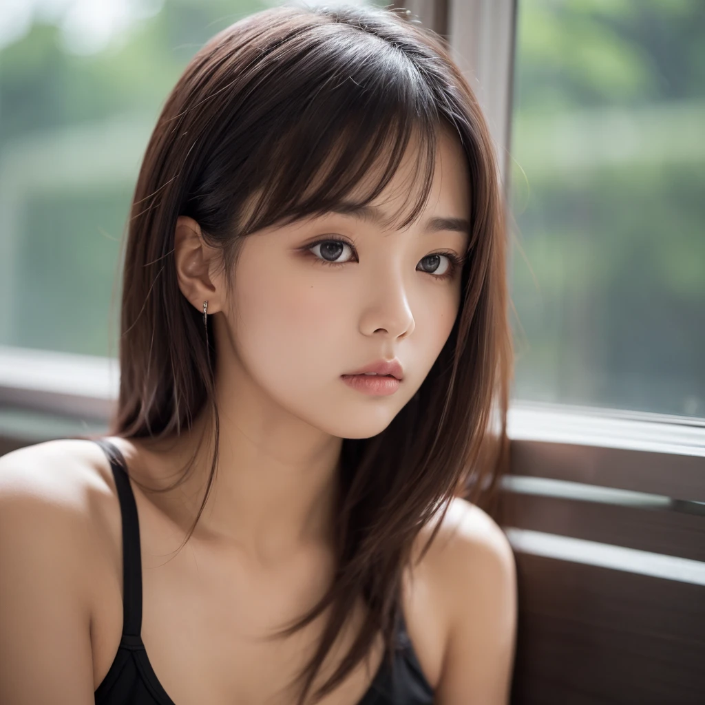 ((top-quality、in 8K、​masterpiece:1.3))、Healthy body:1.2、Perfect Body Beauty:1.4、Slim abs:1.2、((Layered Hair Style、hugetits:1.2))、Colossal tits、plump thighs、college girls、25-years old、Beautiful skin:1.3、Highly detailed facial and skin texture、A detailed eye、二重まぶた、Aspect of looking at the camera、Brown hair shortcut、perspiring、full body Esbian、Bewitching atmosphere、Best swimwear、short-cut、bobhair、Idol actress、Looks good、sexy  pose、evening glow、Artistry、