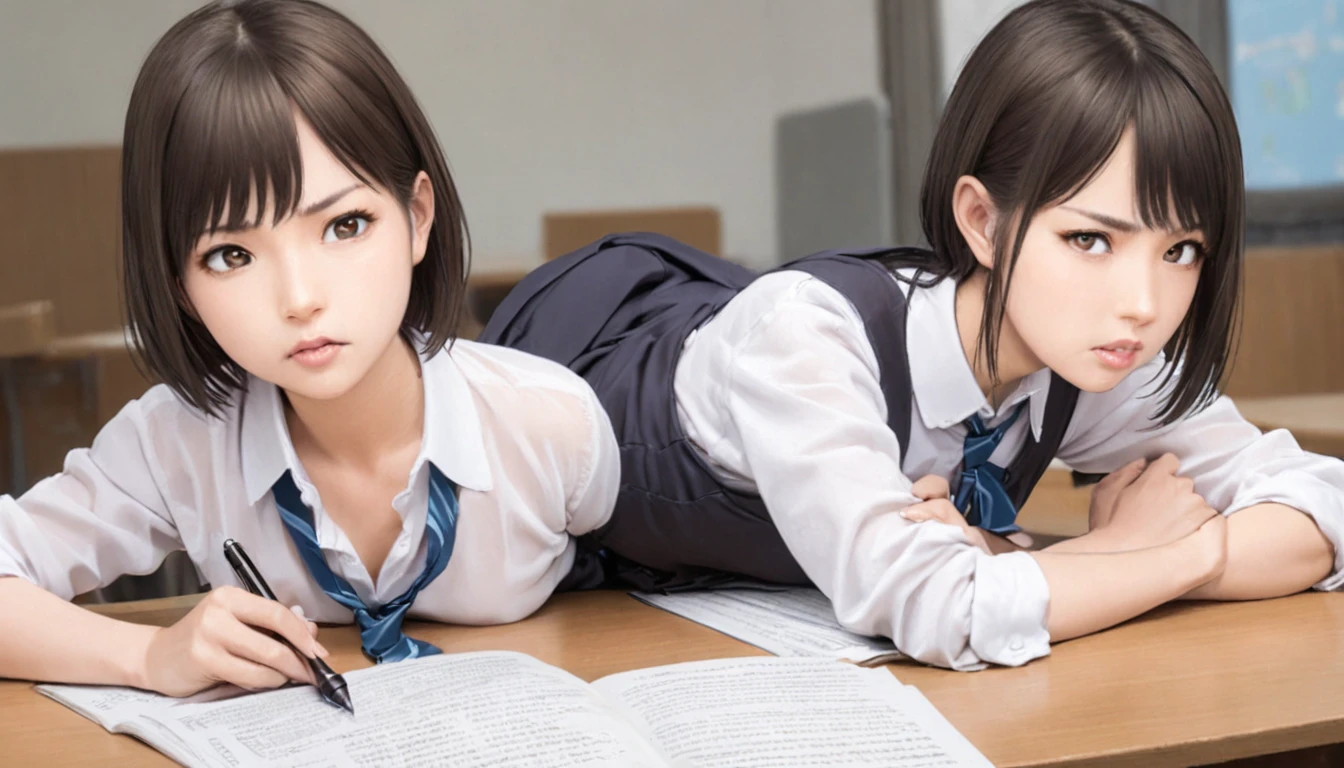 NSFW,Serious high school girls studying and fellatio、