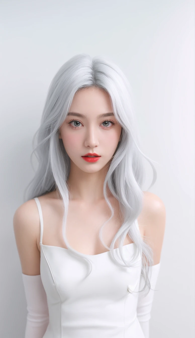masterpiece, high quality, high resolution, ultra detailed, beautiful girl, detailed face and eyes, beautiful eyes, beautiful breasts, portrait, curly silver long hair