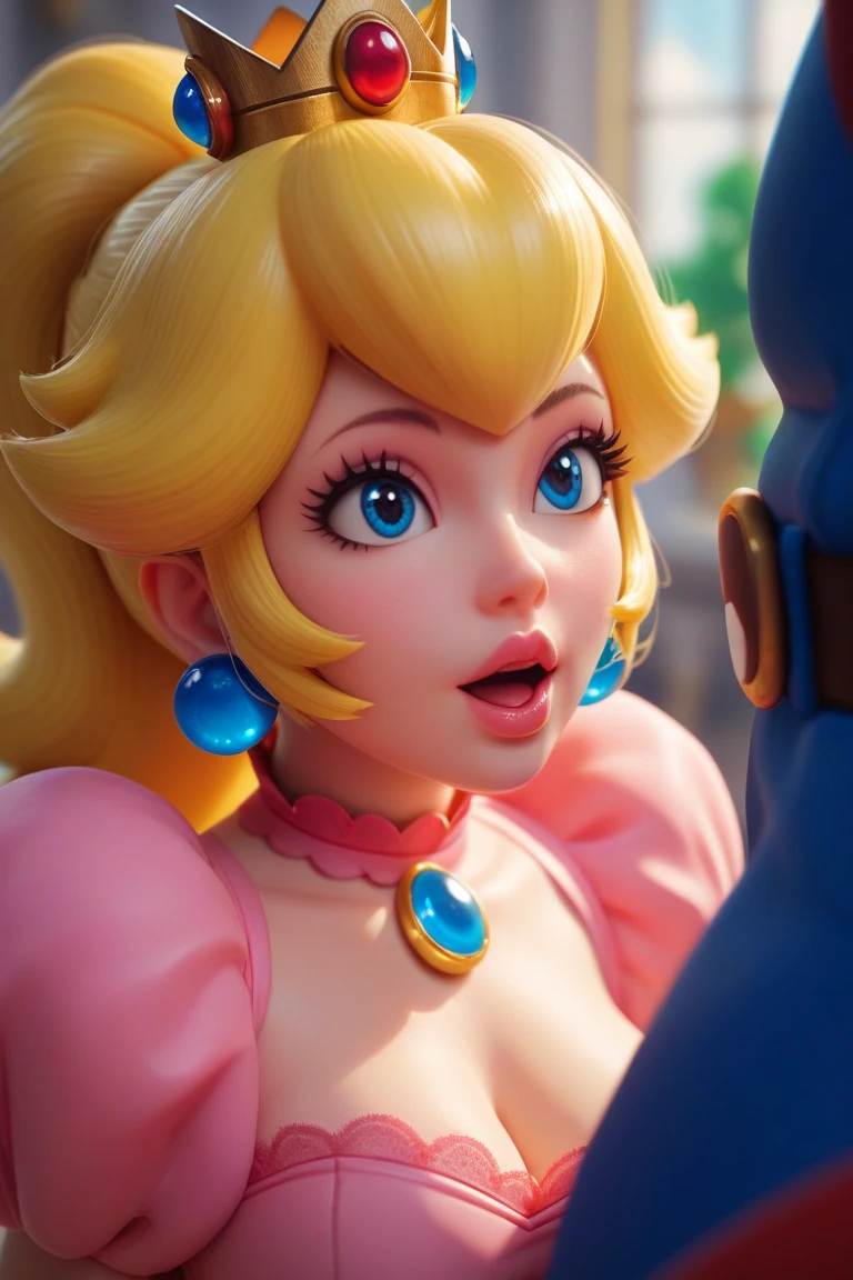 Princess Peach with big boobs having sex with Mario 