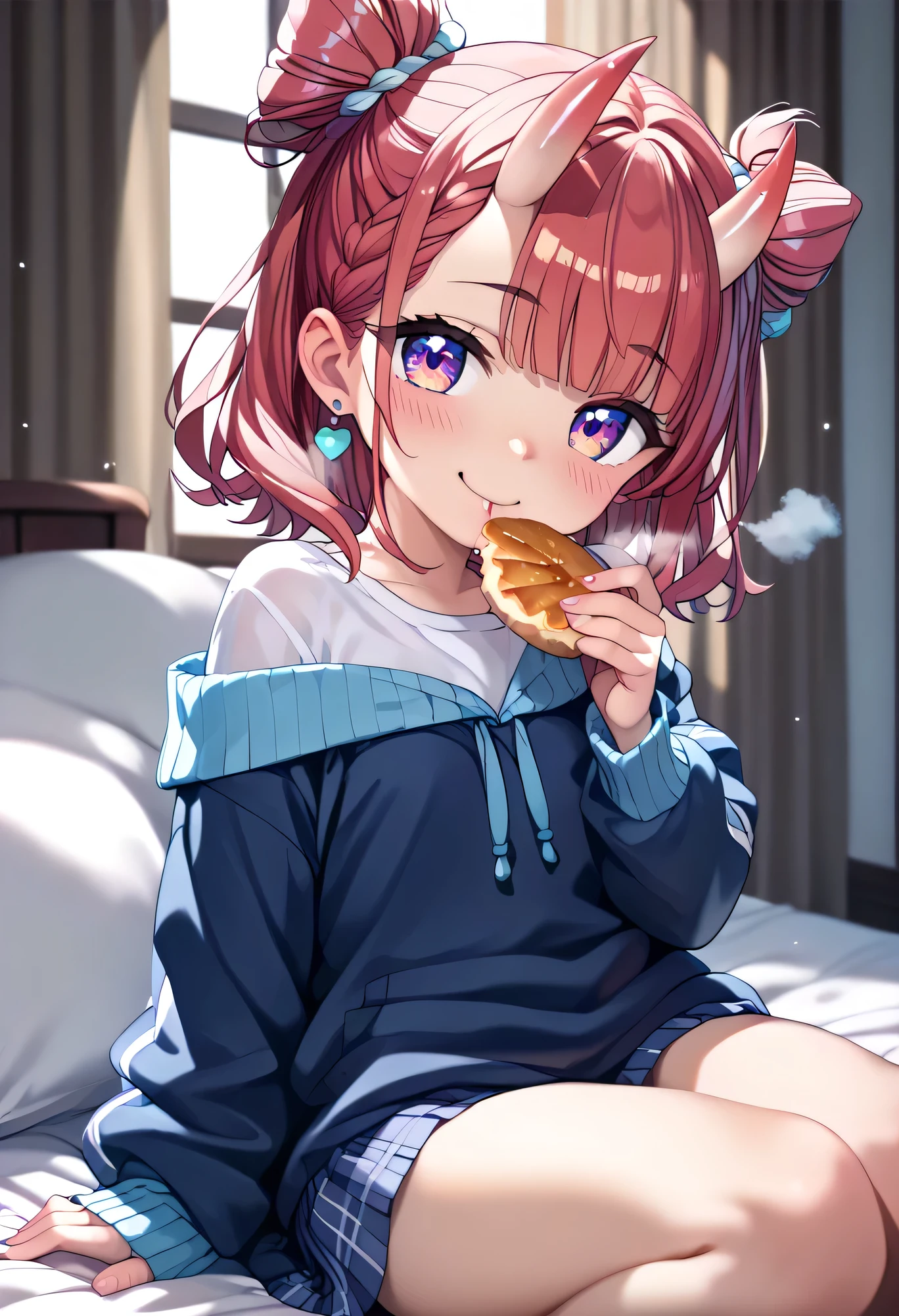  top quality 、 high res、( high image quality:1.2)、masterpiece、 detailed background、 beautiful faces、 very detailed face、 anatomically correct、 detailed eyes、Teenage beauty、 Calm Morning 、Sitting on a kotatsu 、 and a cute girl sitting on a kotatsu 、(  holding steamy ozoni with her small hands:1.5)、(hot々Girl eating zoni with a smile while breathing in it :1.5)、 big smile when looking back、 cute