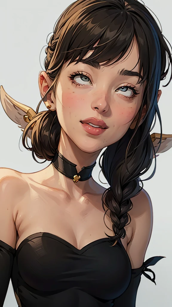 there is a woman with a black top and a choker, rossdraws portrait, wlop rossdraws, closeup character portrait, artgerm portrait, detailed portrait of anime girl, rossdraws 1. 0, artgerm. high detail, artwork in the style of guweiz, extremely detailed artgerm, artgerm detailed