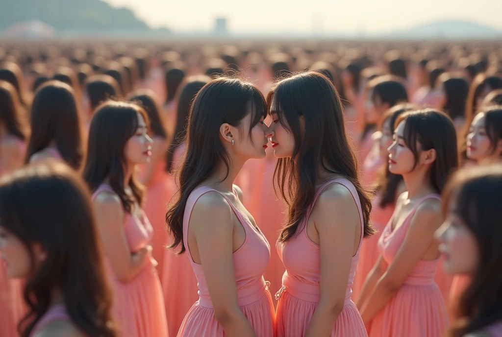 (((((Japanese Clone girls=Myself)))))), (((best masterpiece Clone girls Raw Photography Art))), (16K, Highest quality, Ultra-high resolution, RAW Photos), (((Unrealistic, Unparalleled depiction, An unbelievable sight, Unprecedented and shocking, In a world where myselves are multiplied, Ultra-realistic))), (((Japanese, woman, 18yo, Sasaki Nozomi))), (Small face, ((Thick black hair, Semi-long hair))), ((V-neck short-sleeve dress)), (((((Very beautiful detailed girls, Accurate body structure, Very detailed完璧な, A super busty body with very large breasts, Great proportions, super big breasts, Big, voluptuous breasts, The cleavage is very plump and emphasized))))), (((Dark Eyes, Mature face, Cute Smile, A gentle gaze, ((Very happy laughter))))), ((((((((Very detailedcloning描写, ((1girl→cloning→1,000,000,000,000,000,000,000,000girls)))))))))), ((((((((Very detailed, The precise depiction of the double, ((With the exact same female body, With the exact same face, With the exact same hairstyle, In the exact same clothes, At the exact same height, The same exact super big boobs)))))))))), (((Myself only))), (((100,000,000,000,000,000,000,000,000,000,000,000,000,000,000Myself))), (Beautiful poses to raise the actress&#39;s consciousness, Cleavage Emphasis, Walk freely), (((Very detailed, Myself and each other, hug, Back to Back, Myself big collection, Fun conversation with myself, A happy conversation with myself, Kiss Myself Everywhere, Doting on Myself))), (Free pose), (Sexual seduction), (((Unbelievably crowded, Close contact between transcendent selves, Countless &quot;myselves&quot; completely surround me in 360 degrees))), (Bright and soft sunlight), (((super wide view, Very wide field of view, Very detailed, Detailed ultra-perspective depiction with clear depth))), (((Flat and gently undulating terrain, ((Slope)), The countless &quot;myselves&quot; filling the city&#39;s boulevards and scramble intersections continue to grow infinitely, reaching beyond the horizon))), (Focus on the center of the group)