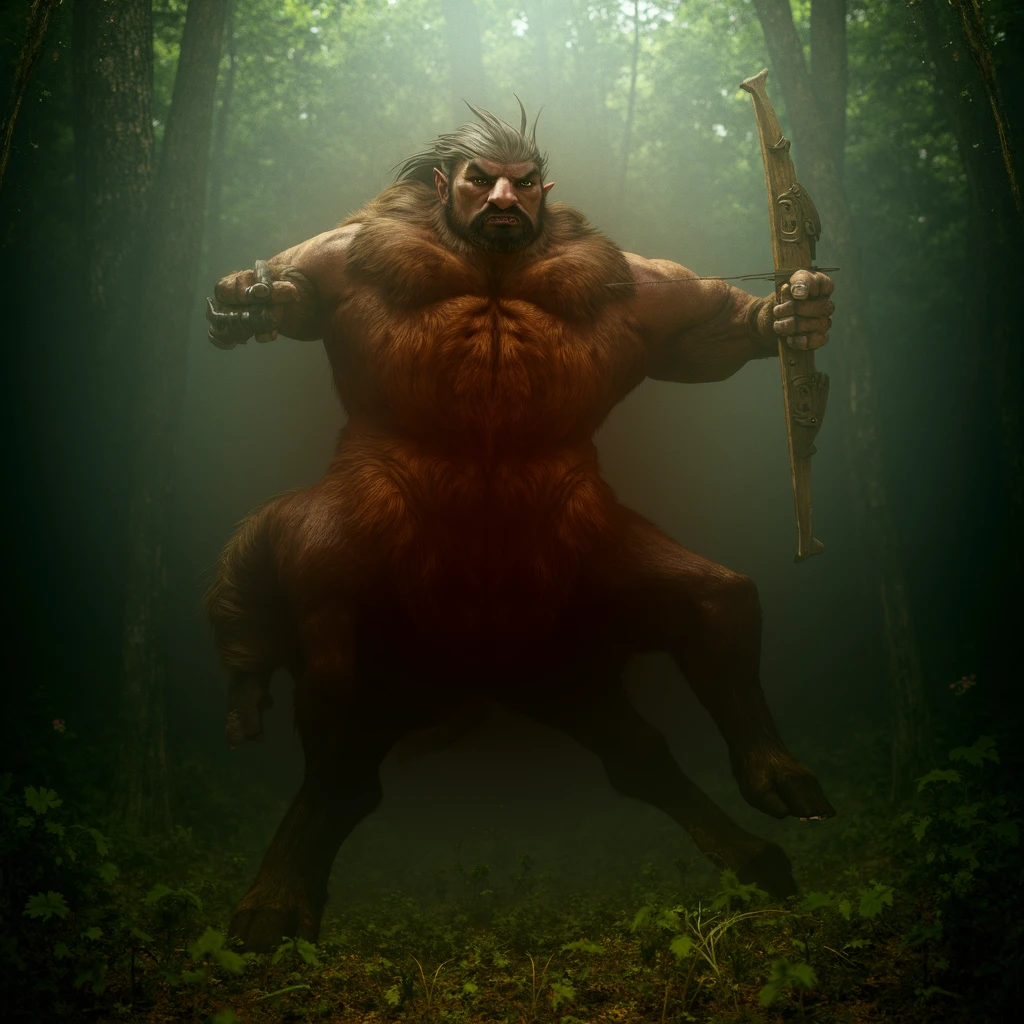 ultra-detailed, masterpiece, masterwork, high quality, best quality, hdr, nature, forest, night, nsfw, (solo), male, dragon, chibi, (red little body minotaur), (torn loincloth), (chubby body), (long golden hair), (yellow eyes), standing, dynamic angle, (foreskin, big penis, detailed penis perfect balls), cross your arms