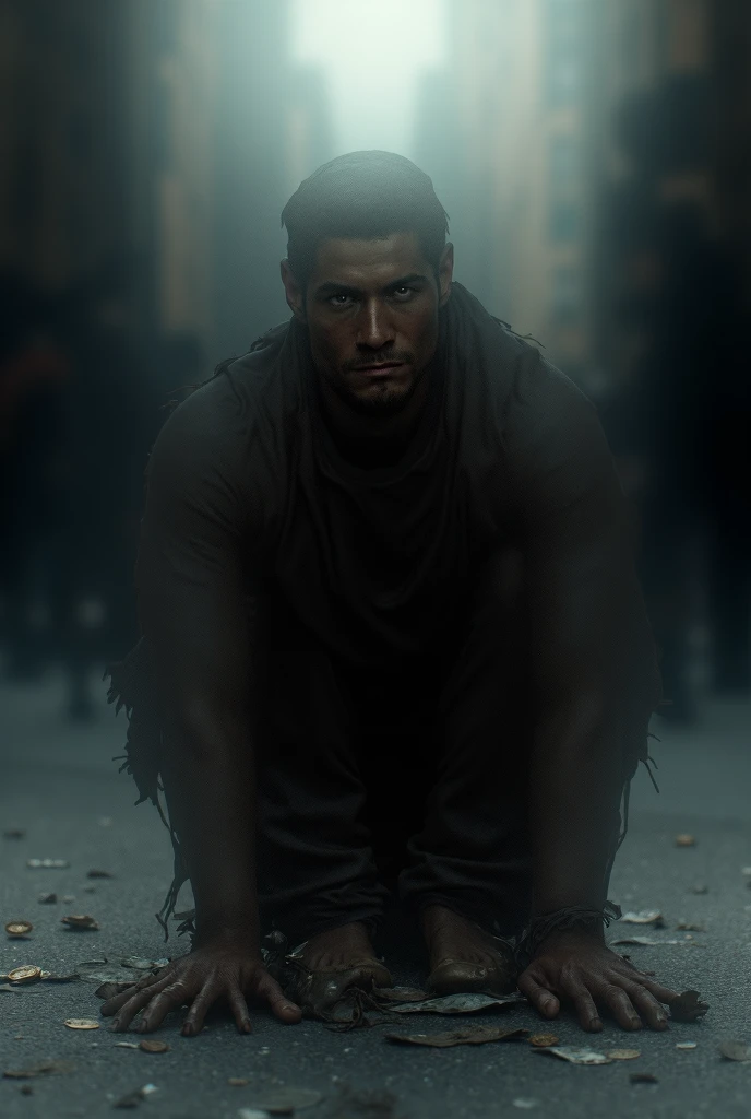 Generate me a black person who is sad like in the time when blacks were trafficked and who is made into an anime investment drawing that is a drawing must be approximately like 34 years old Let him be sad, let him look sad and without a shirt, better That he is looking frontally and that he looks at himself with a sad face