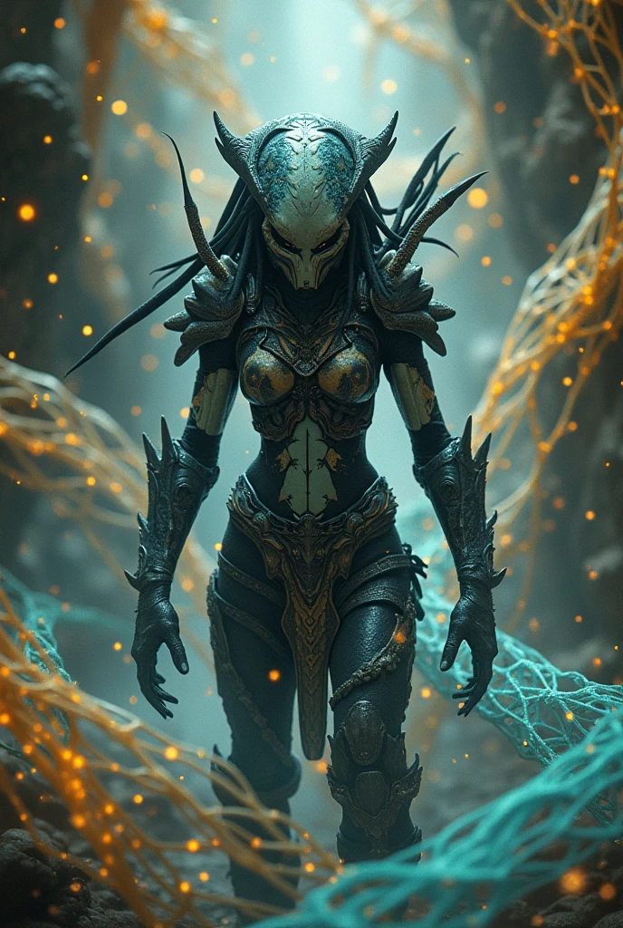 1 female alien, The predator, warrior, (extremely beautiful:1.2), (intense gaze:1.6), (predator:1.6), long dark claws, NSFW,  nipples, thick eyebrows, glowing and shining orange eyes, the most beautiful face in the universe, ((There is a female genital-like organ in the middle of her forehead:1.1)),

A woman with an extremely beautiful face, her intense gaze fixed on her prey, a primal force that could not be denied.

(extreamly beautiful lean body:1.5), (ultra muscular build:1.2), (prowling:1.3), (sleek movements:1.4),

Her beautiful body, muscular and toned, moved with sleek grace as she prowled, ready to strike at a moment's notice. The predator within her was always on
