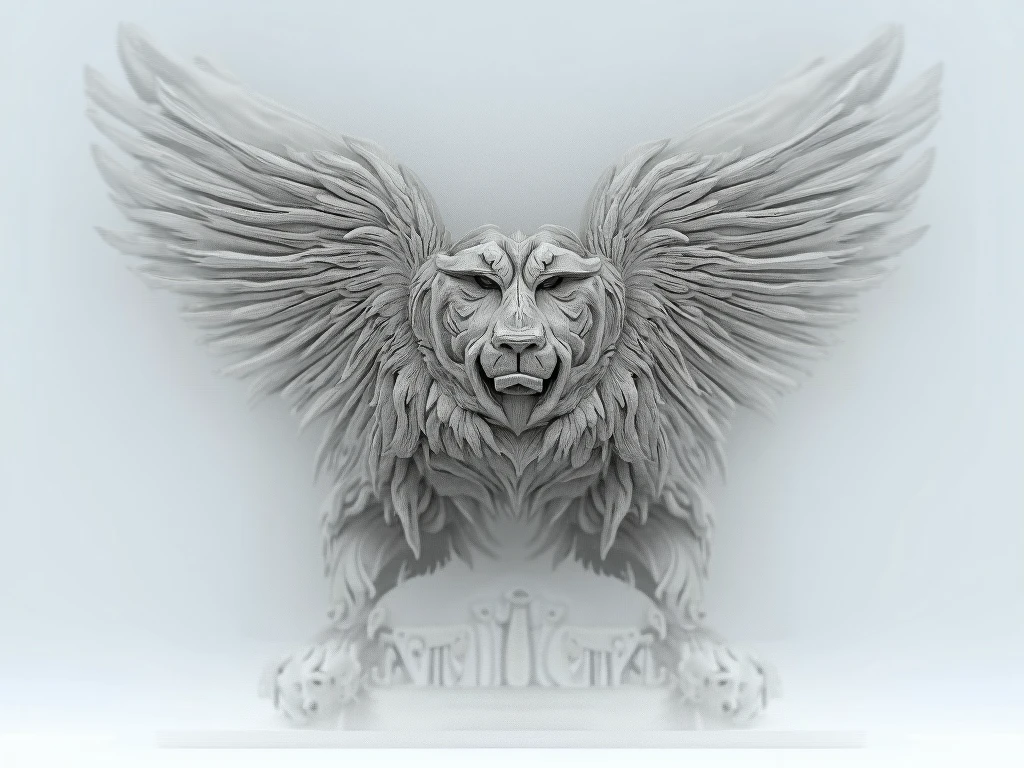 3D drawing art, Greek mythology, Gryphon, monochrome, fusion of acrylic and collage paintings, high and fine artwork