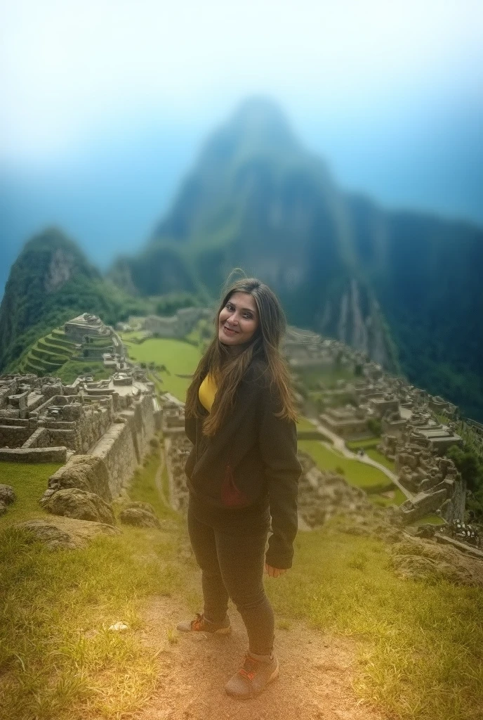 1 woman wearing pants and sweatshirt ((selfie da parte superior do corpo, Feliz)), obra-prima, melhor qualidade, ultradetalhada, sozinho, outdoors taking selfie next to a bodhisattva statue, (Statues around), (noite), (estrelas, ......lua) Alegre, Feliz, contraste, sky with sparse clouds, Estilo , (matiz quente, tom quente): 1.2), Close-up, cinematiclight, side-lighting, Ultra high resolution, melhor sombra, ...RAW.