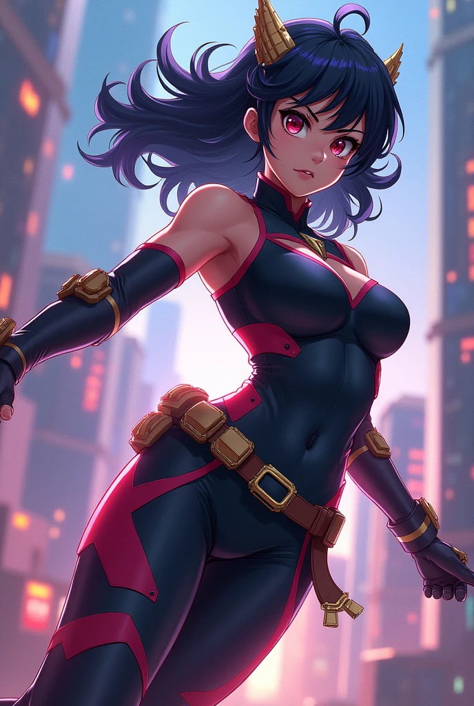 ultra-detailed, Explicit, Beautiful body, Beautiful Nose, Beautiful character design, perfect eyes, perfect face, ultra highres, 4K, beautiful legs, perfect legs, Nice hands, Perfect hand, Masterpiece, Best Quality, Highly detailed, illustration, absurdres, street fighter, doll suit, shadaloo doll, dollsuit, 1girl, solo, expressionless, blank eyes, looking at viewer, red gloves, emotionless, black latex, corrution, mind control, female combatant, full body, hypnotized, unhappy trance, full body suit, ribbed bodysuit, both arms at side, obey, perfect female body, extremely glossy latex, hypnosis, hypnoLora, empty eyes, Mind control device, poses, submissive_pose, Slave, hat, necktie, stand up straight, standing, standing at attention, hat, necktie, belt, latex, ribbed bodysuit, thighhighs, garter belt, Fighting Stance, extending the right arm from the shoulder into the air with a straightened hand, nazi saluting, military, military saluting, salute, thigh boots, Perfect anatomy, perfect hand, perfect finger, Yu-Gi-Oh!, I:P Masquerena, ponytail, twin tails, purple hair, purple eyes,