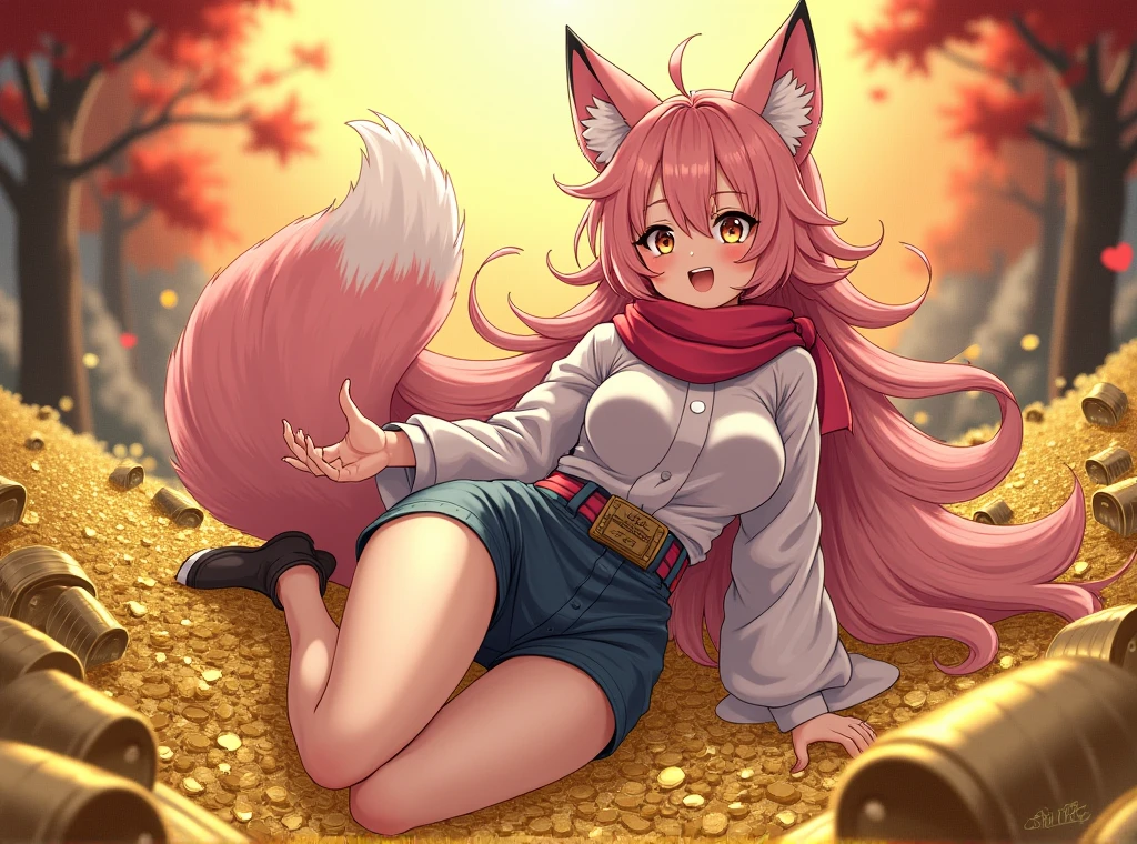 AkagiV5, 1girl, (fully mature woman), solo, (full red blush, seductive smile), ((brown sweater, black trousers, ankle boots)), gigantic breast, makeup, tails, multiple tails, kitsune, morning : 1.7 outdoor, cowboy shot, sitting, <lora:AkagiV5:0.7>, BREAK (masterpiece), (best quality), (highres)
