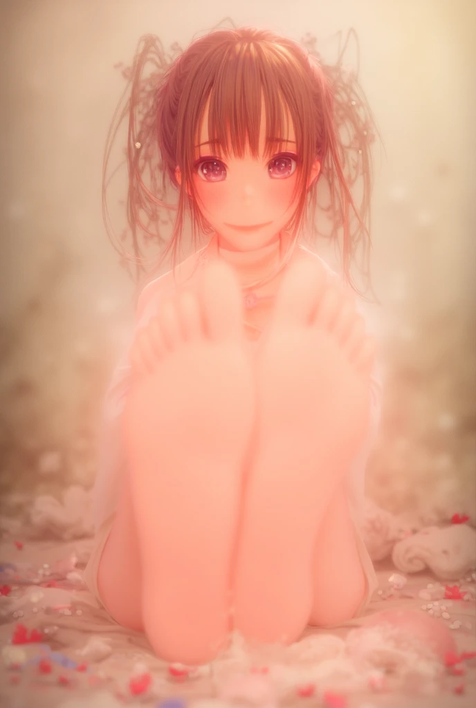 Reimu Hakurei, 1 Girl, (Very large saggy tits:1.4) ,(Completely naked:1.3), Outdoor,blue sky,Squat, Leg spread