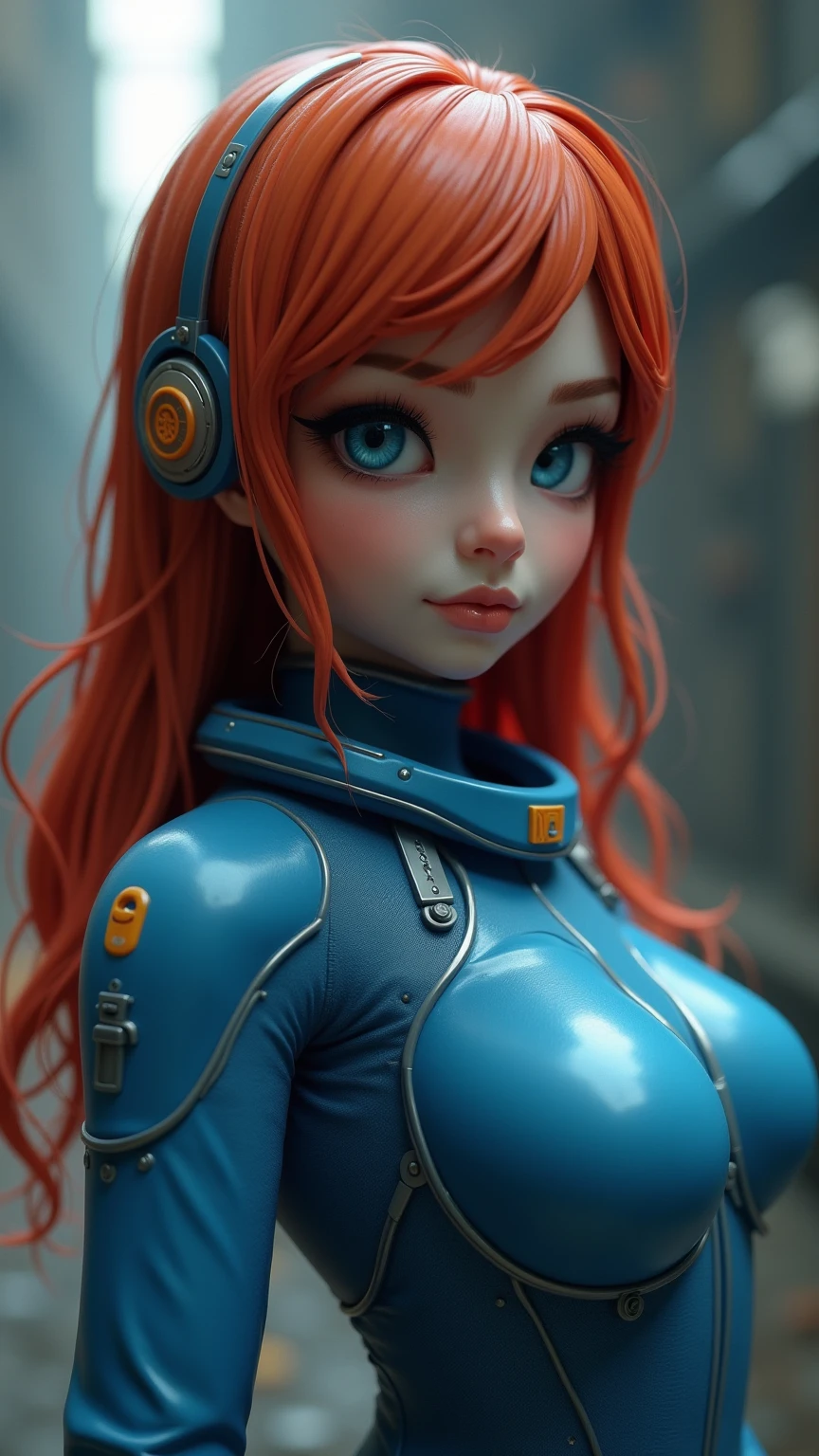 female,robot ,female,robot cyborg mech, peach hair, cyberpunk:0.35, perfect lighting, perfect shading, detailed, intricate, (perfect body), beautiful face, flowing hair, ((full torso)), photorealistic:1.35, mature adult:1.4,