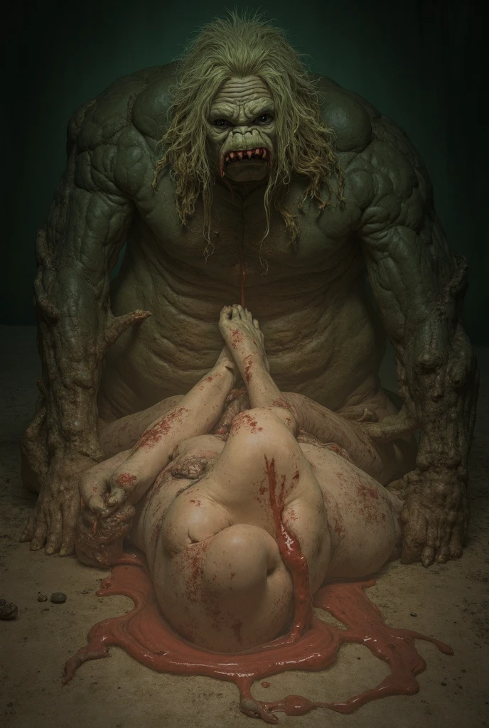 ultra detailed), a beautiful and detailed full size portrait of a female anthro human getting penetrated by a black huge monster, big monster, pregnant human, monster penetrating human, against wall, dominating male, penis in vagina, human raped, one eye closed, licking, sex forced, licking, after sex, after ogasm, licking body, nipples, torn clothes, ,monster /human, male/female, screaming, feral on human, non-mammal breasts, roar view, , pov third person view, big body, sexy body, goddess, wide hips, kenket, Ross Tran,ruan jia, trending on artstation,foxovh, cenematic lighting, big butt, cavern, night, moon, sad, blush, detaled eye, nude, big penis, big balls,