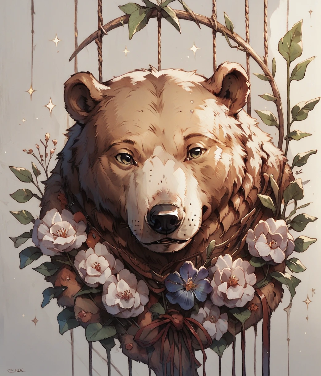 (cute, male, bear), w4t3rc0l0ur, adorable, magical, fantasy, hires textures, highly detailed, intricate details, best quality, masterpiece, zPDXL3