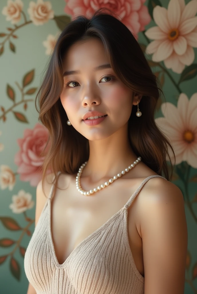 gravure, From the chest up, , mast, Highest quality, Very detailed, Realistic, Ultra-dense skin, Perfect Anatomy, (1 Japanese Mature), (alone), 60 years old, Big Breasts, cover magazine background, Mature adult female, plump, sexy, Pure white skin, Show Viewer, Middle-aged women,((Big Breast 1.6)),Upper limbs, Compensate, (lipstick: 0.9), (eyeliner: 0.8), mascara, eye shadow, Wavy Hair, Earrings, necklace, cover magazine、magazine, cover 